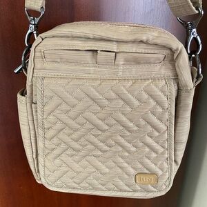 LUG Hopper Convertible Crossbody Shoulder Bag, Purse Strap Striped Light Tan